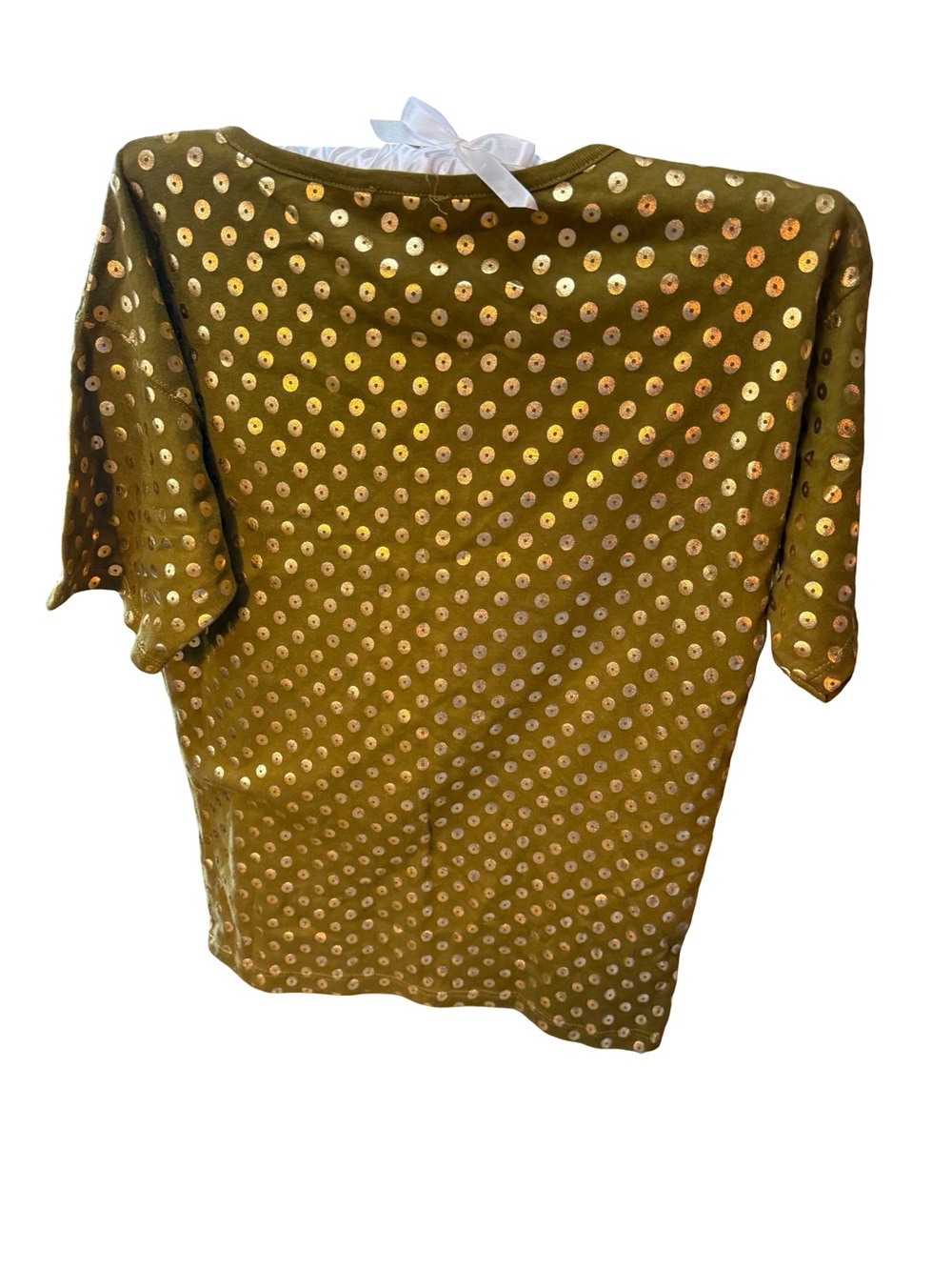 Metallic Dot Short Sleeve Tee in Olive Green